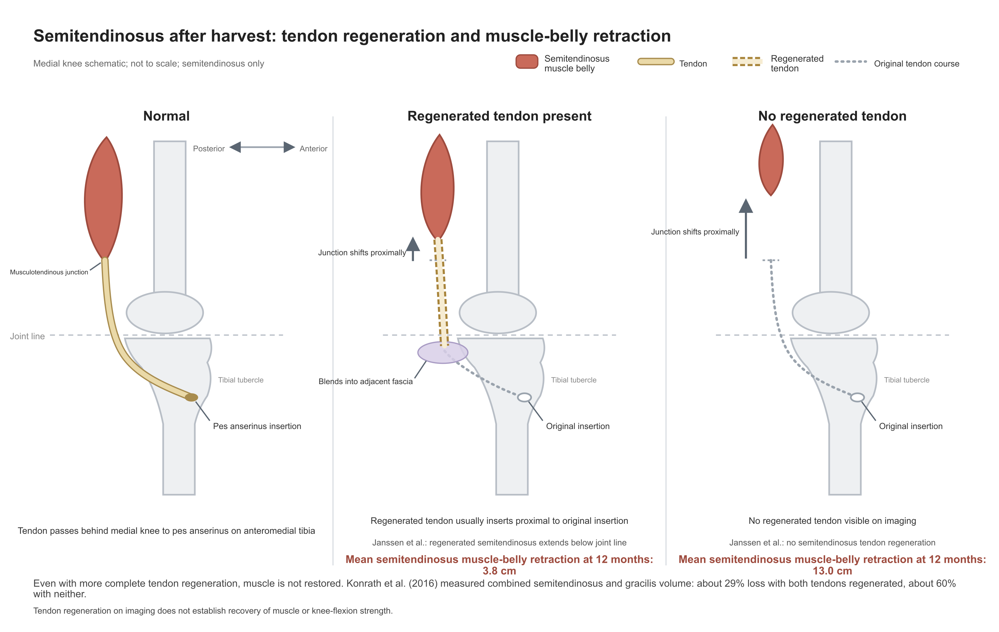 Semitendinosus regeneration and muscle-belly retraction after harvest